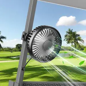 ICARMOUNT Golf Cart Fan, 3 Speeds Personal Fan with 1.4m USB Cord, Adjustable Strap, Magnetic Base, Golf Cart Accessories for Yamaha/EZGO/Club Car, Strong Airflow Portable Fan for Travel, Camping, Gym