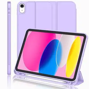 iMieet iPad (A16) Case 11th Gen/iPad 10th Generation Case [11-Inch 2025/10.9 Inch 2022] with Pencil Holder, Trifold Stand Smart Cover with Soft TPU Back,Auto Wake/Sleep(Clove Purple)