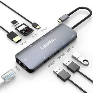 lalamax USB-C Hub (8-in-1) with 4K@60 HDMI Display, 5Gbps USB-A DataSD/TFEthernet Ports and for MacBook Pro, MacBook Air, Dell XPS, Lenovo Thinkpad, HP Laptops and More