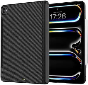 KU XIU Slim Magnetic Case for iPad Pro 11 Inch (M4) 2024, Compatible with Magic Keyboard and Support Apple Pencil Pro Wireless Charging, Carbon Fiber Texture iPad Pro 11 inch Portable Case-Black