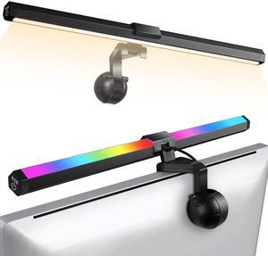 Eye Care Monitor Backlight,RGB + Warm White Monitor Light Bar with 72 LEDs, Computer Light Bar with Dimmable 5 Color & 10 Brightness, Ra95 Flicker-Free for Work Gaming