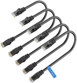 LinkNexa Cat 6 Ethernet Cable 10ft(5 Pack), High Speed 10Gbps Network Cable, UTP 24AWG Flexible RJ45 LAN Internet Cable for Computer, Router, Modem, PS4/5, Xbox, Gaming, Black