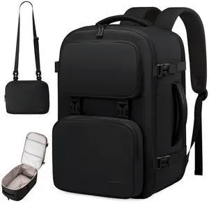 LOVEVOOK Travel Backpack for Women Men, TSA Carry on Backpack Flight Approved 50L Fits 18 Inch Laptop, Waterproof Personal Item Travel Bag Business Weekender Daypack with Detachable Crossbody Bag