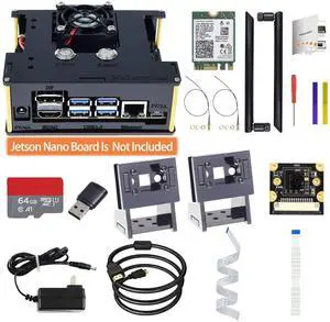 Makeronics Developer Kit for Jetson Nano -IMX 219-77 Camera Module with Camera Case| 64GB Class 10 TF Card with Card Reader | Jetson Nano Acrylic Case for A02 and B01