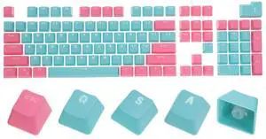 MECCANIXITY 104 Key PBT Keycap Set OEM Profile Double Shot 60% for 61/68/87/98/100/104 Keys Mechanical Keyboard Layout, Turquoise & Pink