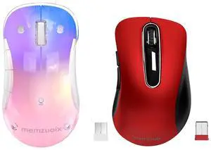 Memzuoix 2.4G Wireless Mouse 2 Pack - Cordless Computer Mice for Laptop, Desktop, PC, MacBook (LED Rechargeable + Red) Memzuoix 2.4G Wireless Mouse 2 Pack - Cordless Computer Mice for Laptop, Desktop, PC, MacBook (LED Rechargeable + Red)