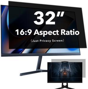 NAQIDY 32 inch Computer Privacy Screen Filter for 16:9 Widescreen Monitor, Anti Glare Blue Light Filter, Anti-Scratch Computer Monitor Privacy Shield, Removable Computer Privacy Screen Protector Film
