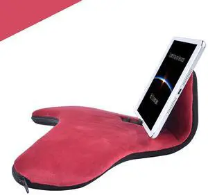 OKATOPGEAKO Pillow Cushion Multi-Angle Soft Tablet&Phone Stands, Pad Pillow Holders with Adjustable Angle Control for Pad Air, Pad Mini, Pad Pro, iPhones, Tablets, eReaders, and More (Wine Red)