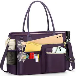 RAINSMORE Laptop Bag for Women 15.6 Inch Work Teacher Tote Nurse Bag Professional Laptop Tote Computer Messenger Shoulder Bags Large Handbag Business Office Work Briefcase