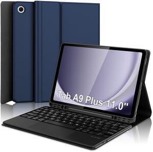 Keyboard Case for Samsung Galaxy A9 Plus Tab 11inch, Galaxy Tab A9+ 5G Case with Touch Keyboard - Detachable Bluetooth Keyboard with Trackpad, Case for Samsung Tablet A9Plus with Pen Holder, Navy Blue