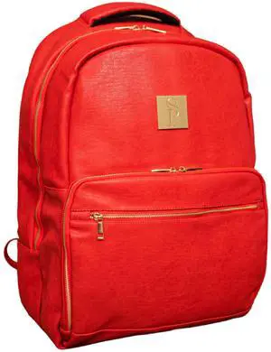 Sole Premise Leather Commuter Bag for Multi-functional Travel Carry-on with Laptop and Shoe Compartments for Men & Women (Red)