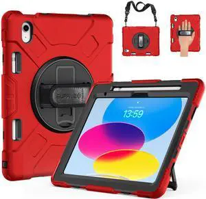 SUPFIVES Case for iPad (A16) 11th/10th Generation 2022/2025, Full-Body Drop Protection Cover for iPad 10th Gen 10.9/11 inch with Screen Protector, 360° Rotate Stand, Shoulder Strap, Pencil Holder