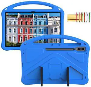 Kids Case for Samsung Galaxy Tab S10 Ultra/S9 S8 Ultra 14.6-inch Tablet, Techcircle Light Weight Shock Proof EVA Foam Handle Rugged Stand Protective Cover, Blue