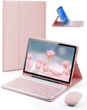 TUNKARMOR Case Keyboard for Samsung Galaxy Tab S6 Lite 10.4 inch 2024 2022 2020 Built-in Pencil Holder with Mouse - Pink