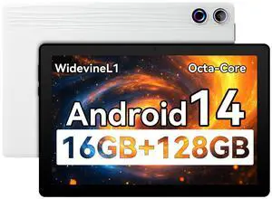 Tablet, Android Tablet, 16GB RAM 128GB ROM 1TB Expansion, 8-Core Processor, Android 14, 11 inch 1280x800 FHD Touch Screen, Widevine L1, Dynamic Halo, Dual Camera, WiFi6,BT5.3, 6800mAh Battery