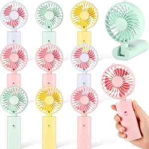 Woanger 10 Pcs Mini Handheld Folding Fan Bulk USB Desk Fan Battery Operated Fans with Data Cable Hanging Foldable Desk Fan Small Rechargeable Pocket Fan Portable USB Electric Fan