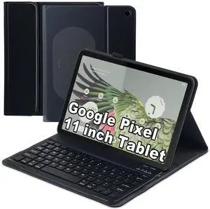 XCHYTECHER Case Keyboard for Pixel Tablet 11 inch, Bluetooth Detachable Keypad with Pencil Holder Portable Magnetic Protective Cover with Charging Speaker Docking Hole for 2023 Google Pixel Tablet