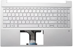 Wzqrps New Replacement for HP 15-EG0067S 15-EH 15-EG 15Z-EH 15T-EG 15-EH1070WM 15-EH0090WM Laptop Upper Case Palmrest Backlit Keyboard Assembly Part No Fingerprint M08912-001 M76640-001(Silver)