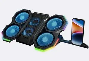 Zacoola Laptop Cooling pad, 12 "-17" Gaming Laptop Cooling pad, with 6 Silent Fan, Colored LED Lights and 2 USB 2.0 Ports, Adjustable Stand Stand Height Angle (F12-LED)