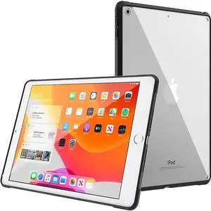 SaharaCase Hybrid-Flex Hard Shell Case for Apple iPad 10.2" (9th Generation 2021) [Shockproof Bumper] Rugged Protection Antislip Cover - Clear Black