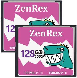 ZenRex 128GB 2 Pack CompactFlash Memory Card CF Card UDMA High Speed for Camere