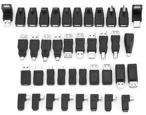 USB2.0 Adapters, Male Female Angled Mini/Micro/Type B Converters, 40psc Connectors, Plug and Play, Backward Compatible USB1.1/1.0.
