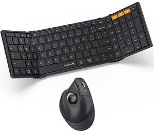 ProtoArc XK01 Foldable Bluetooth Keyboard with Numeric Keypad Black EM05 NL Vertical Wireless Trackball Mouse