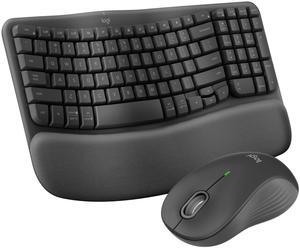 Logitech Wave Keys MK670 Combo, Wireless Ergonomic Keyboard with Signature M550 L Wireless Mouse, Comfortable Natural Typing, Bluetooth, Logi Bolt, for Multi-OS, Windows/Mac - Graphite