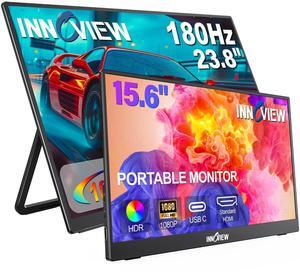 2K 180Hz Portable Gaming Monitor, 23.8" 2560x1440 QHD Fast IPS 115% sRGB Portable Monitor w/180deg Adjustable Stand Type-C HDMI Eye Care External Second Screen for Laptop Phone PS4 PS5 Switch Xbox PC