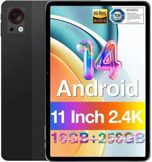 DOOGEE T30S Android 14 Tablet 2.4K, 11 Inch Tablet 16GB RAM 256GB ROM, 8580mAh Battery, Octa Core Gaming Tablets with Dual SIM 4G, TUV Certified and 4 Hi-Res Audio Speakers, 5G WiFi Tablet, Black