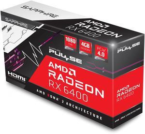 Sapphire Pulse AMD Radeon RX 6400 Graphics Card GDDR6 1080 FHD 4GB PCIE 4.0 HDMI Video Card