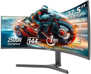 Gawfolk 37.5 Inch Gaming Monitor 3840 * 1600p 144Hz PC Monitor with AMD FreeSync, Flicker-Free, 2X HDMI 2.0, DP 1.4, Ultra-Thin Frameless Screen