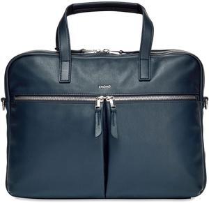 KNOMO Leather Hanover 14 inch Laptop Briefcase Shoulder Bag Work Purse for Women,Navy
