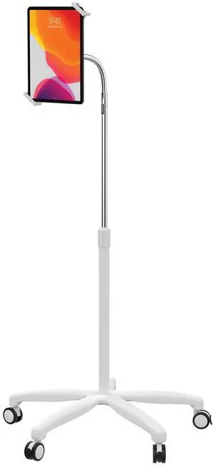 Medical Mobile Stand - CTA Medical Mobile Floor Stand for iPad 7/8/9 Gen 10.2", 12.9" iPad Pro, 11" iPad Pro, iPad Mini, iPad Air 4, Surface Pro X, and Other 7-13" Tablet - White