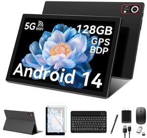 2025 Android 14 Tablets 10 Inch, 5G Wifi Tablet Mit 8GB RAM+128GB ROM(1TB TF),2 In 1 Tablet with keyboard Mouse Pen-Octa-Core2.0Ghz | 6000mAh | 1080FHD | 13MP Camera | WLAN GPS OTG Typ-c-Black
