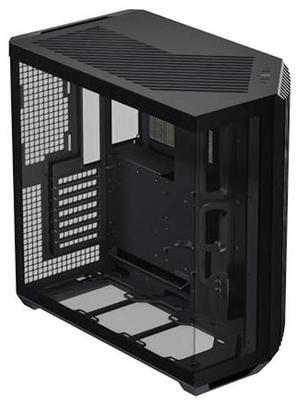 APNX V1 Dual-Chamber ATX Mid-Tower Airflow PC Case, Panoramic Glass Panels, 10 Fan Slots, 360mm Radiator Support, Front Angular Intake 16cmx2 Fan Bracket, GPU Mount, Cable Management, Type-C, Black