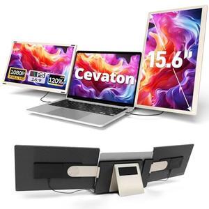 Laptop Screen Extender, 15.6" Portable Monitor, 120% sRGB FHD 1080P Triple Laptop Screen Extender, 235degRotation Detachable Dual Monitor for 13-17.3" Laptop Compatible with Mac/Wins/Android