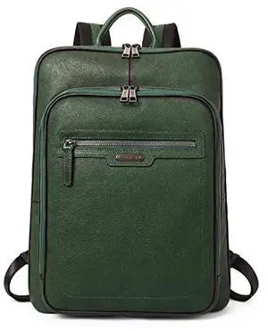 CLUCI Vegetable Tanned Full Grain Leather 15.6 inch Laptop Backpack Purse for Women Casual Daypack Travel Backpack Sassafras Green