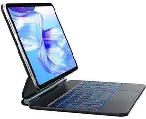 CHESONA for iPad 10th Generation Case with Keyboard, Multi-Touch Trackpad with 7 Color Backlit, Floating Cantilever Stand Wireless Keyboard for iPad 10th Gen 10.9" 2022, Black