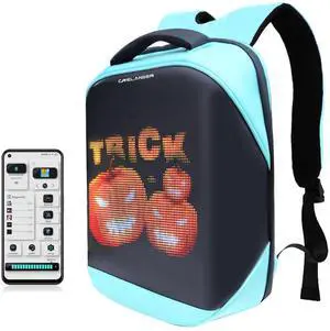 Crelander Laptop Backpack,Smart Dynamic Daypack with LED Screen Commuter Bag for Travel Riding Work (blue)