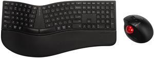 DeLUX Wireless Ergonomic Keyboard and Trackball Mouse Combo