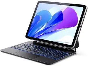 GreenLaw for iPad 11th(A16,2025)/10th(2022) Generation Case with Keyboard, Magic-Style Keyboard Stand, 7 Color Backlit, Stain-Resistant Surface, Multi-Touch Trackpad,Obsidian Black