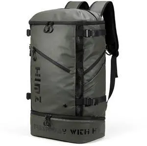 HIMZ WARRIOR Waterproof Camping Backpack with Lunch Compartment, Mens Backpack Insulated for Work, 17 inch Laptop Bag, Carry On Backpacks for Airplane Beach Travel, Green