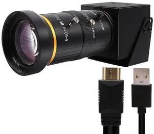 Hotpet 4K Monitor Port USB Camera Simultaneous Streaming Webcam Video Recording Zoom Type C Camera with 5-50mm Manual Varifocal Lens for Live Streaming, Computer, Laptop, Raspberry Pi, Windows,Linux