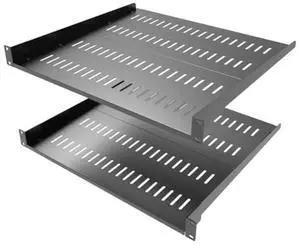 JINGCHENGMEI 2 PCS 1U Vented Server Rack Shelf, 16-20In Deep Adjustable Universal Cantilever Rack Mount Tray for 19 Inch Networking Equipments Rack Enclosure, Black (1U16In2PCS)