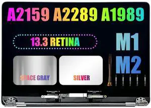 JYYSCRN A2159 Screen Replacement A2289 Screen Replacement for Pro A1989 A2159 A2289 2018 2019 2020 Year 13.3" Retina LCD Display Assembly EMC 3214 3358 3301 3456 3348 2560x1600 (Silver)