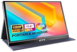 KYY Portable Monitor 15.6in FHD 1080P Laptop Monitor USB C HDMI Gaming Ultra-Slim IPS Display w/Smart Cover & Speakers, External Monitor for Laptop PC Phone Mac