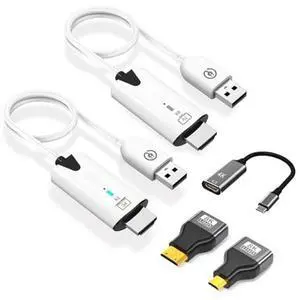 Wireless HDMI Transmitter and Receiver, Portable 1080P Wireless HDMI Extender 164FT/50M Range, Plug & Play, for PC, Laptops, TV Box, PS4/5, Cameras to TV/Projector/Monitor+USB C