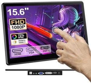 NLIEOPDA Touchscreen Monitor 15.6 inch, FHD 1920x1080 IPS Screen Laptop Touch Monitor HDMI VGA DVI Touch Display Support VESA Mount Compatible with Laptops PC Mini PC PS5/4 Xbox
