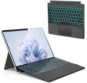 Surface Pro Keyboard, Wireless Type Cover for Microsoft Surface Pro 11/10/9/8/X, Ultra-Slim Bluetooth Portable Magnetic Keyboard with 7 Color Backlit, Pen Holder, Rechargeable Battery, Trackpad